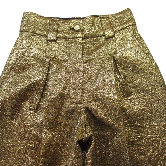 NWT Sezane Theophile Trouser in Royal Jacquard Gold Wide Leg Pants 34 / 2 - Picture 5 of 10